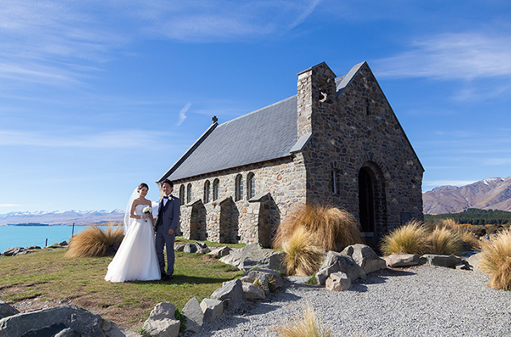 ニュージーランド 善き羊飼いの教会挙式風景1